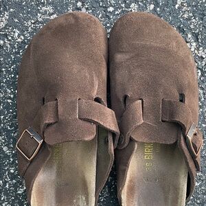 Birkenstock Dark Brown Suede Slip-Ons